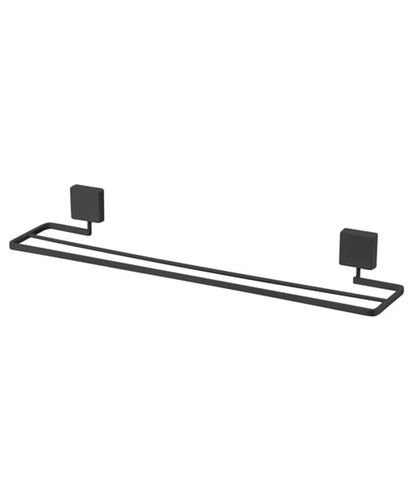 Toalheiro Duplo com Fixação Parafuso 45cm x 9,5 cm x 6 cm Preto Fosco