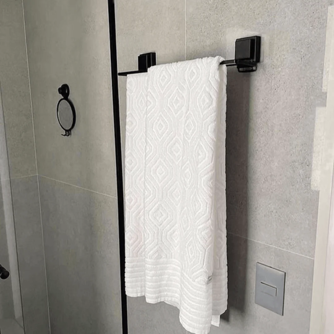 Toalheiro Duplo Preto Fosco com Ventosas de Alta Aderência 45cm - Image 3