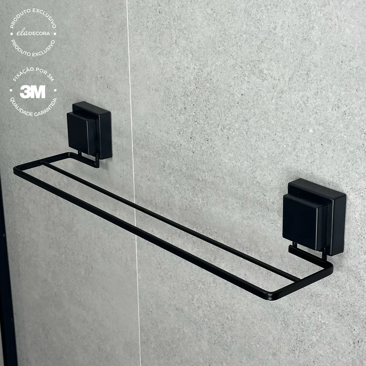 Toalheiro Duplo Fixação 3M 45cm Preto Fosco - Image 2