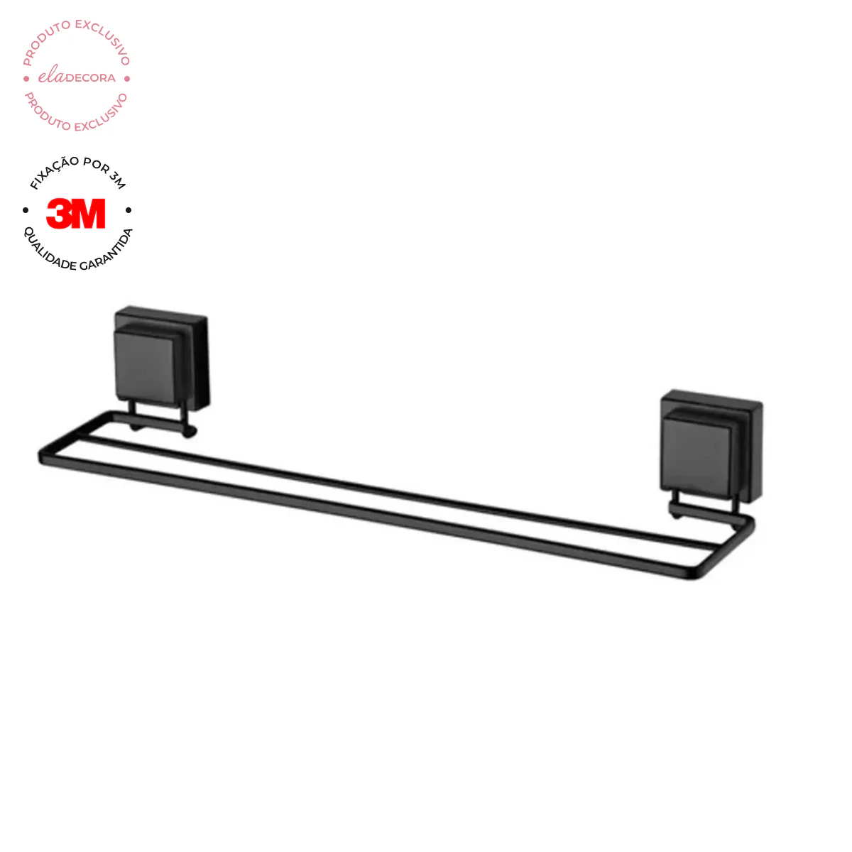 Toalheiro Duplo Fixação 3M 45cm Preto Fosco - Image 5
