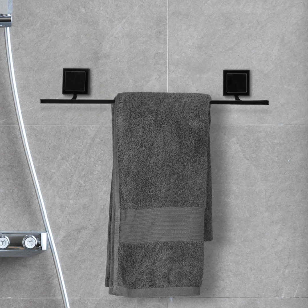 Toalheiro Porta Toalha de Banho de Piatina 3M Black Preto 50cm
