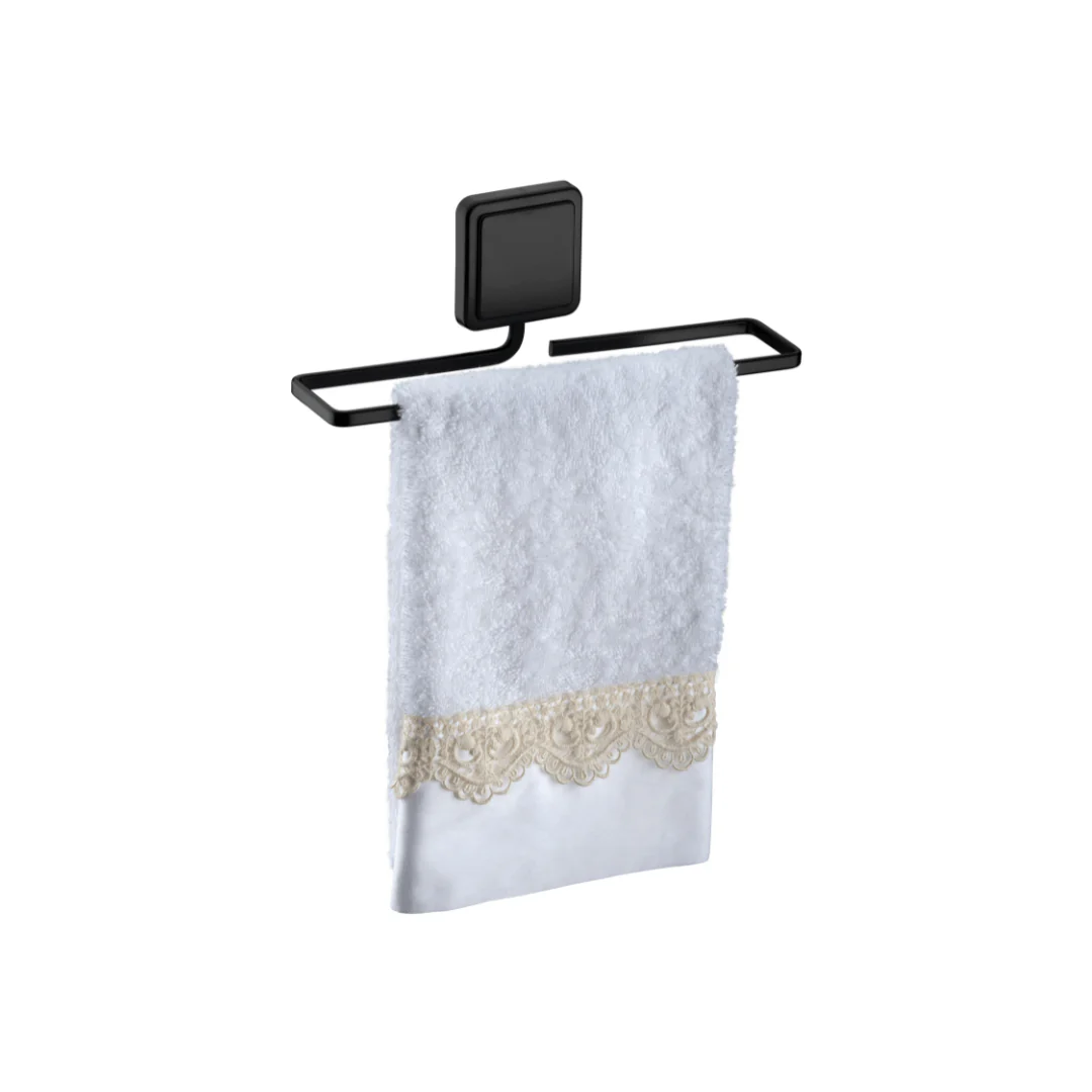 Toalheiro Porta Toalha de Lavabo Fixação por Adesivo Preto Fosco 25cm - Image 2