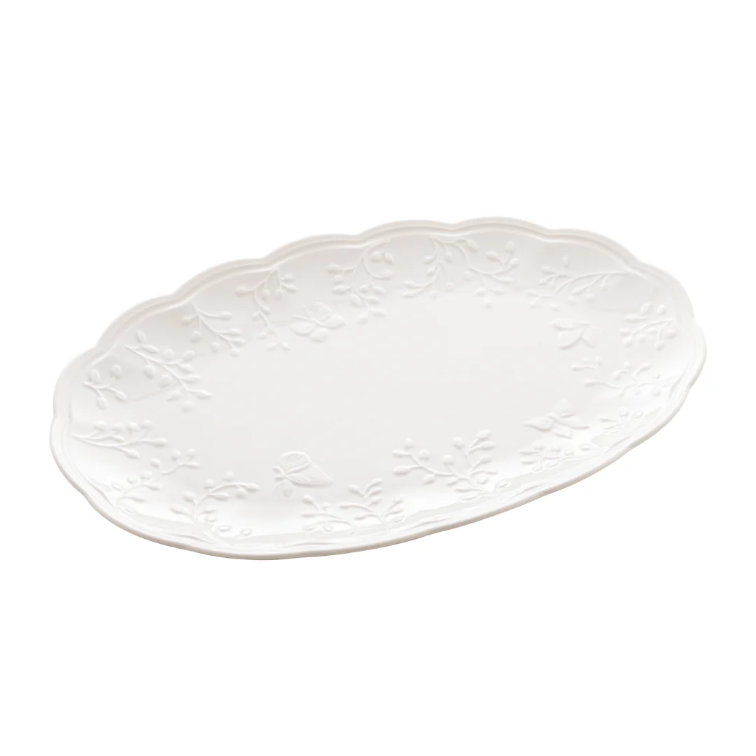 Travessa Butterfly Flower Porcelana New Bone Branca 31,5cm