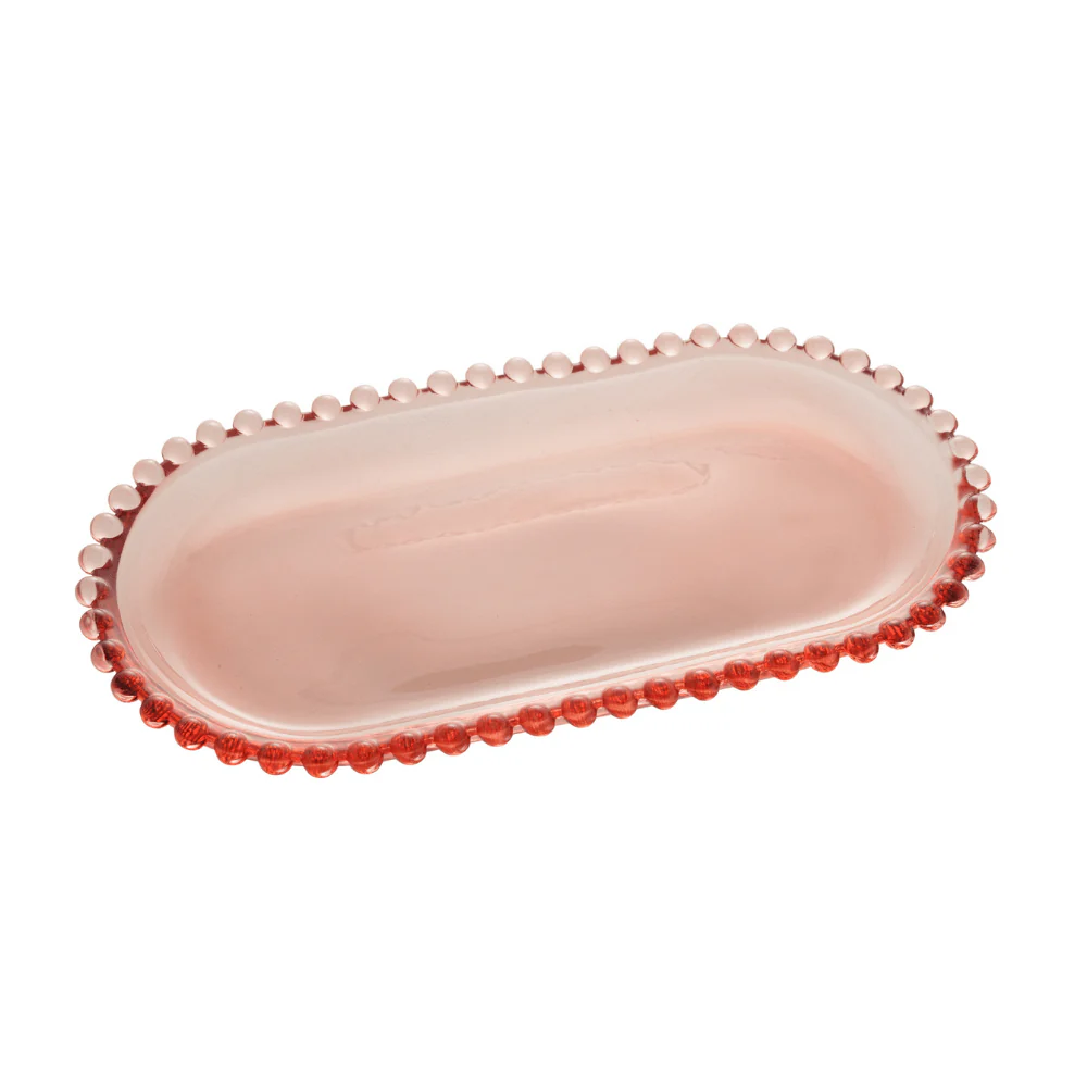 Travessa Cristal de Chumbo Oval Pearl Rosa 24 x 12 cm