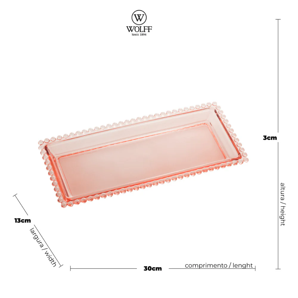 Travessa De Cristal De Chumbo Pearl Rosa 30 x 13 cm - Image 5