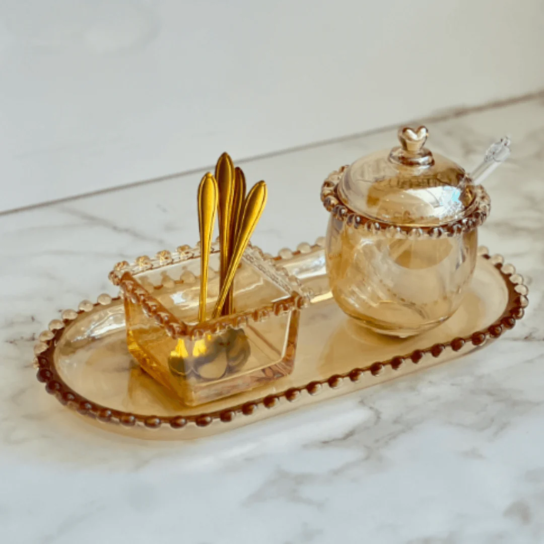 Travessa de Cristal Oval Pearl Âmbar 24cm - Image 2