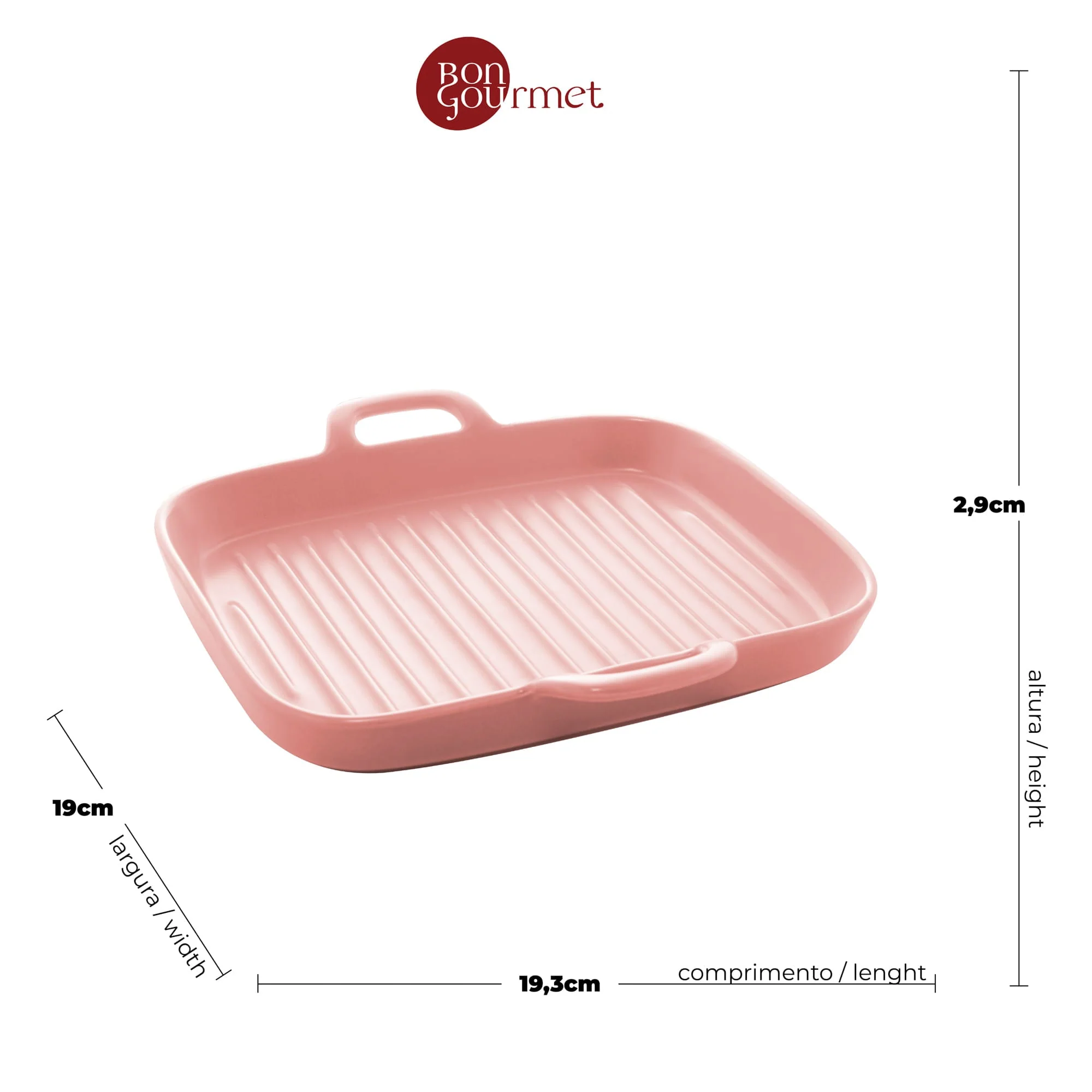 Travessa Grill Porcelana com Alças Nordica Rosa Matt - 19 cm - Image 6