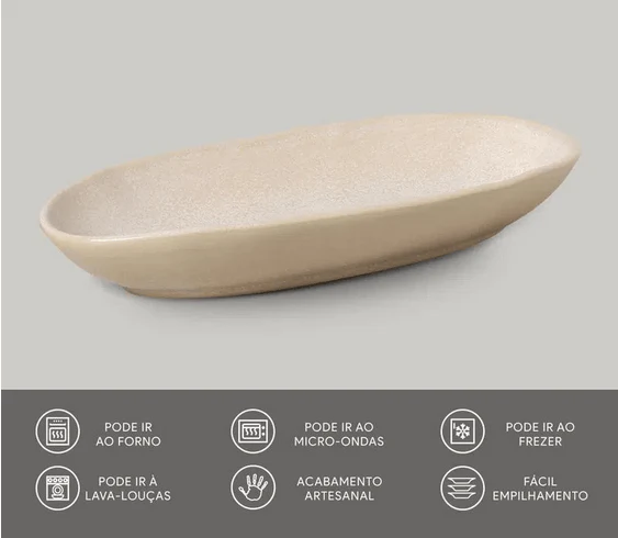 Travessa Oval Funda Orgânica Latte Off White 32cm - Image 3