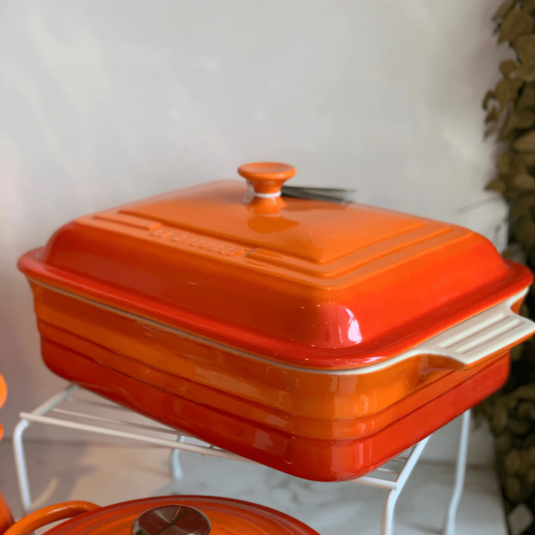 Travessa Retangular com Tampa Laranja 32cm Le Creuset
