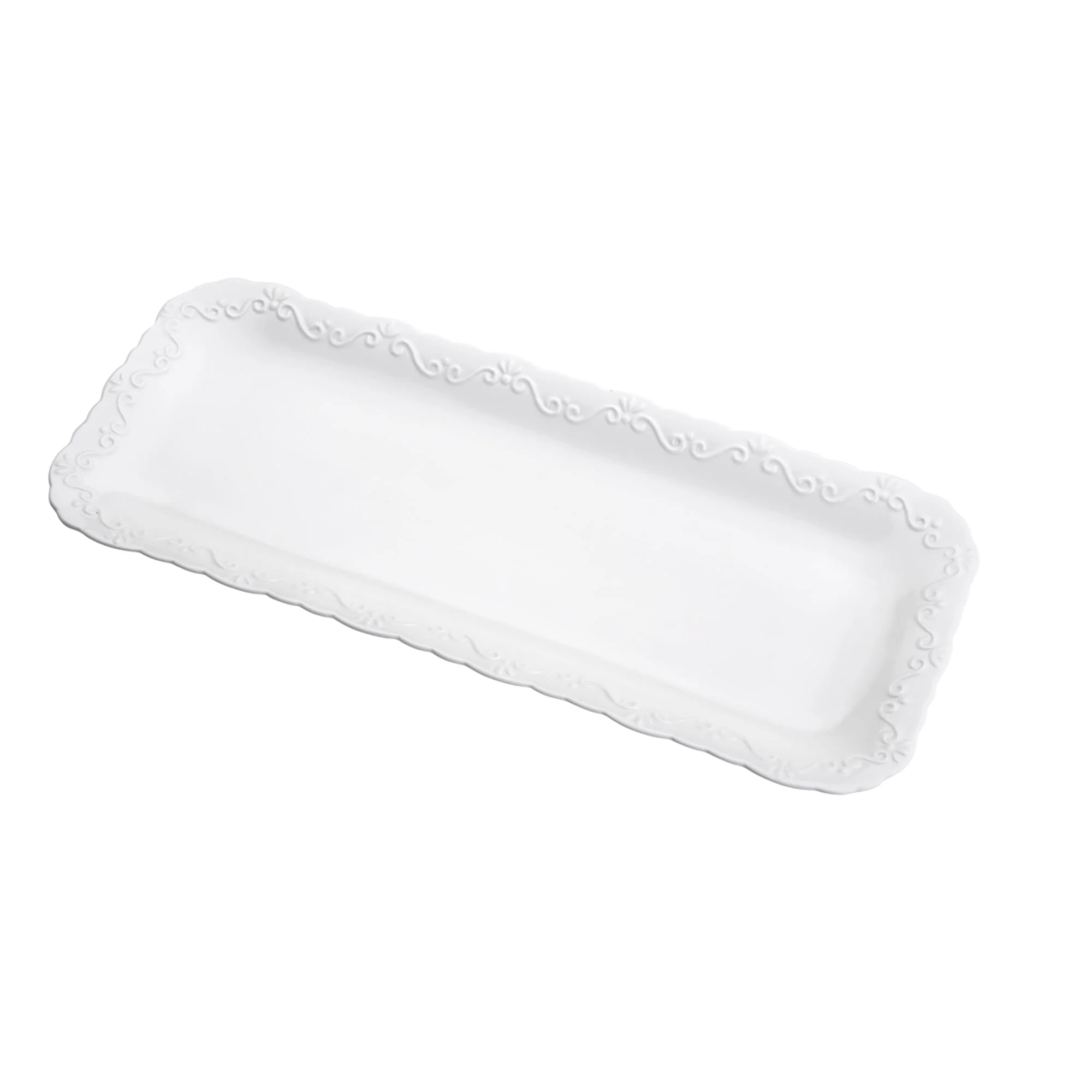 Travessa Retangular Durable em Porcelana Alto Relevo Branco 32cm - Image 2