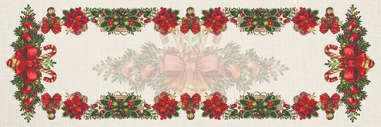 Trilho de Mesa Estampado Natal Green Red Verde Vermelho 46cm x 1,43cm