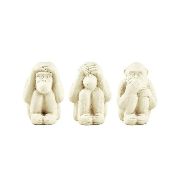 Trio da Sabedoria Macacos em Cimento Branco - Image 7