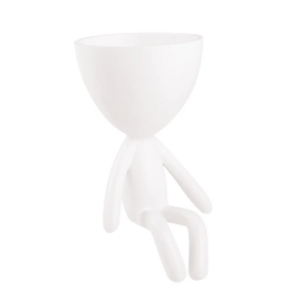 Vaso Cachepot Bob Sentado De Frente Em Poliresina Branco
