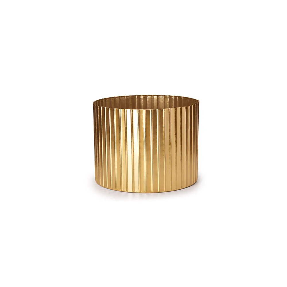 Vaso Cachepot de Metal Dourado 15cm