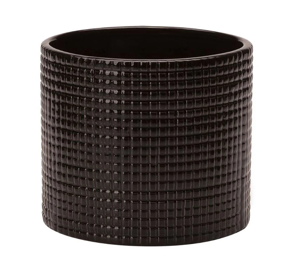 Vaso Cachepot em Cerâmica Preto 19cm x 16cm