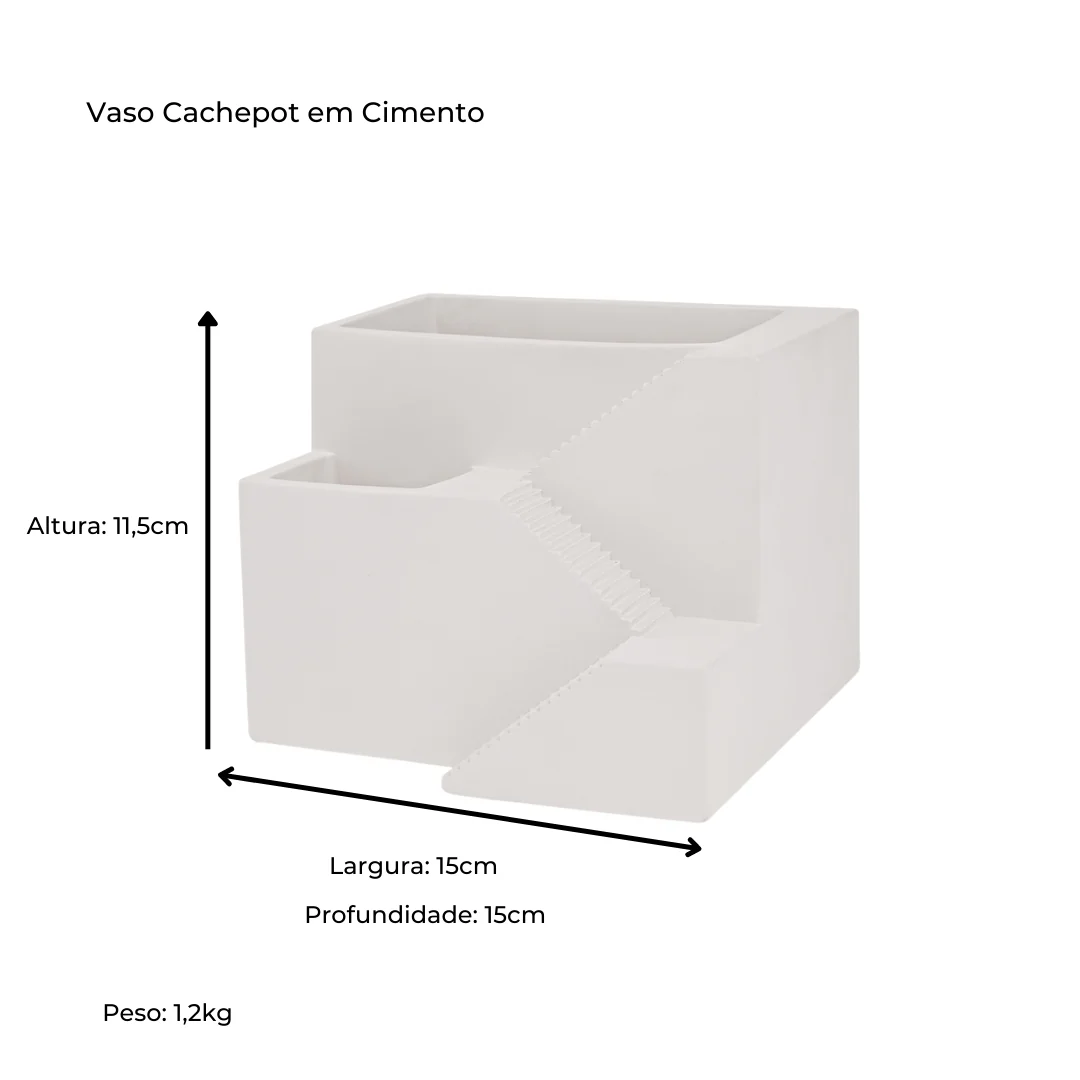 Vaso Cachepot em Cimento Cinza 15cm - Image 2