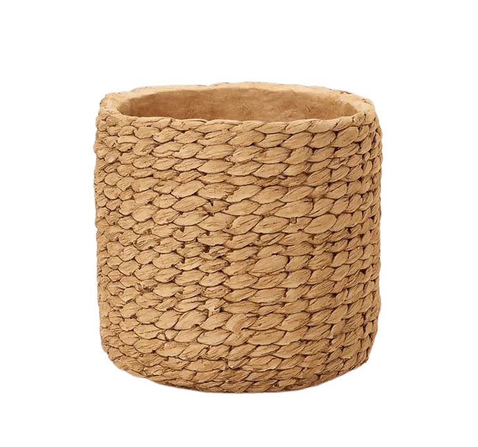 Vaso Cachepot em Cimento Estilo Cordas Claro 21 cm