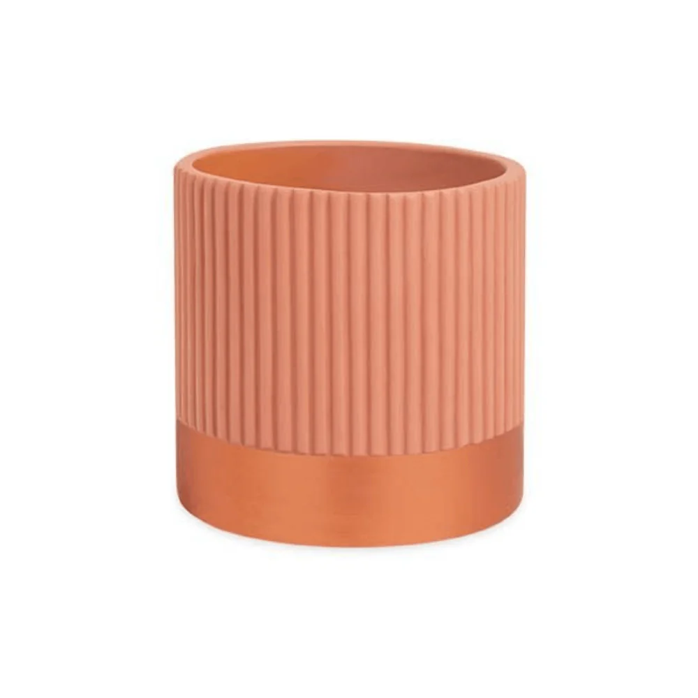 Vaso Cachepot em Cimento Terracota e Rose Gold - 12 cm