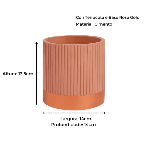 Vaso Cachepot em Cimento Terracota e Rose Gold 14cm - Image 2