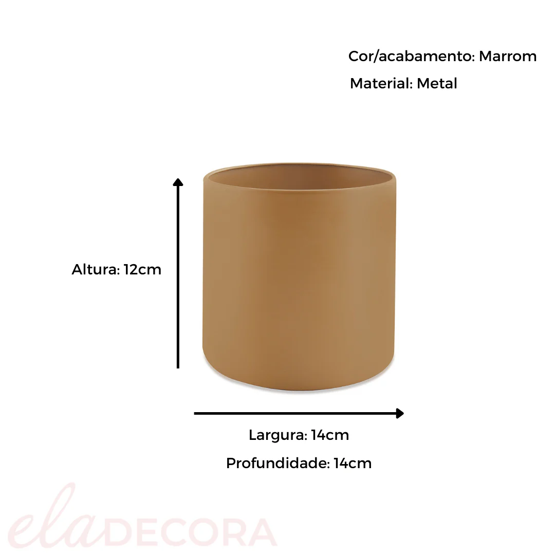 Vaso Cachepot em Metal Marrom 14cm - Image 2