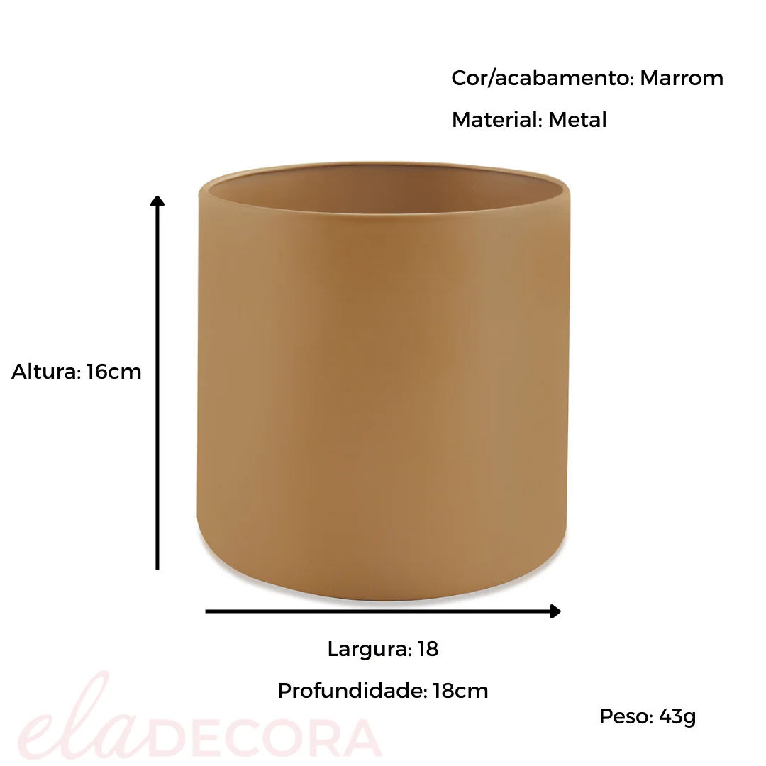 Vaso Cachepot em Metal Marrom 18cm - Image 2