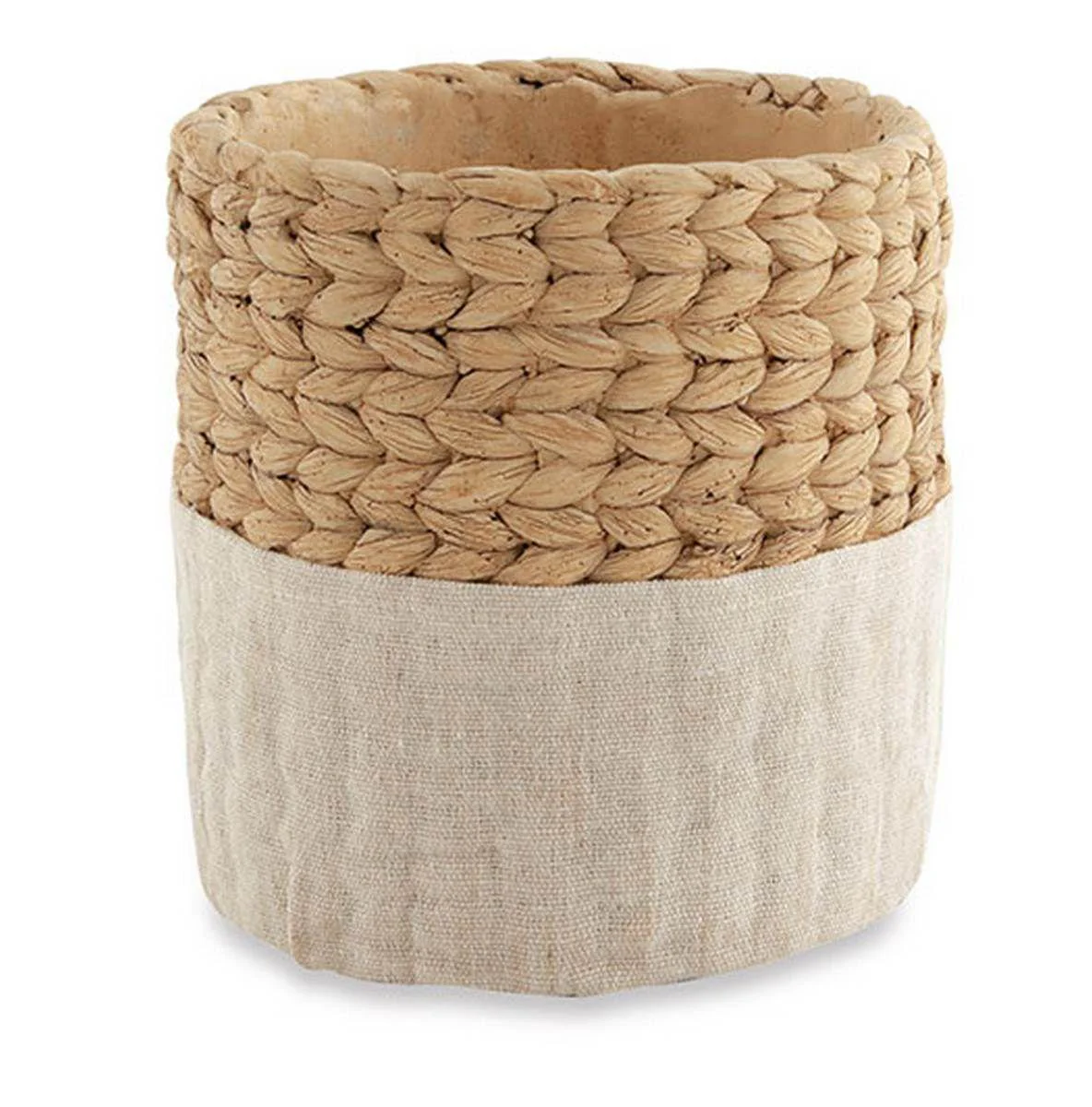 Vaso Cachepot Estilo Palha Cimento 17,5 cm