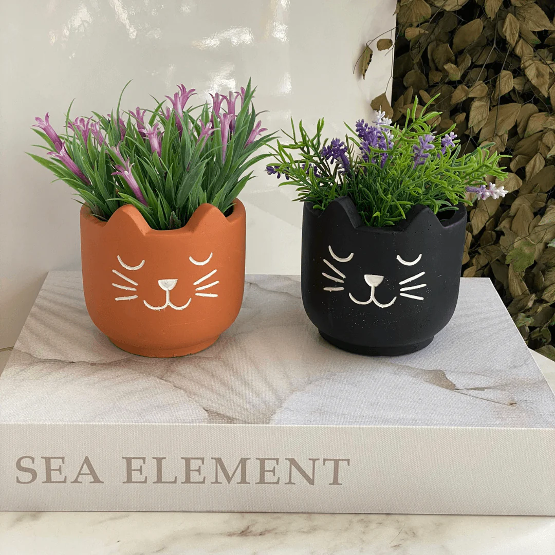 Vaso Cachepot Gato em Cimento Terracota 10cm - Image 2