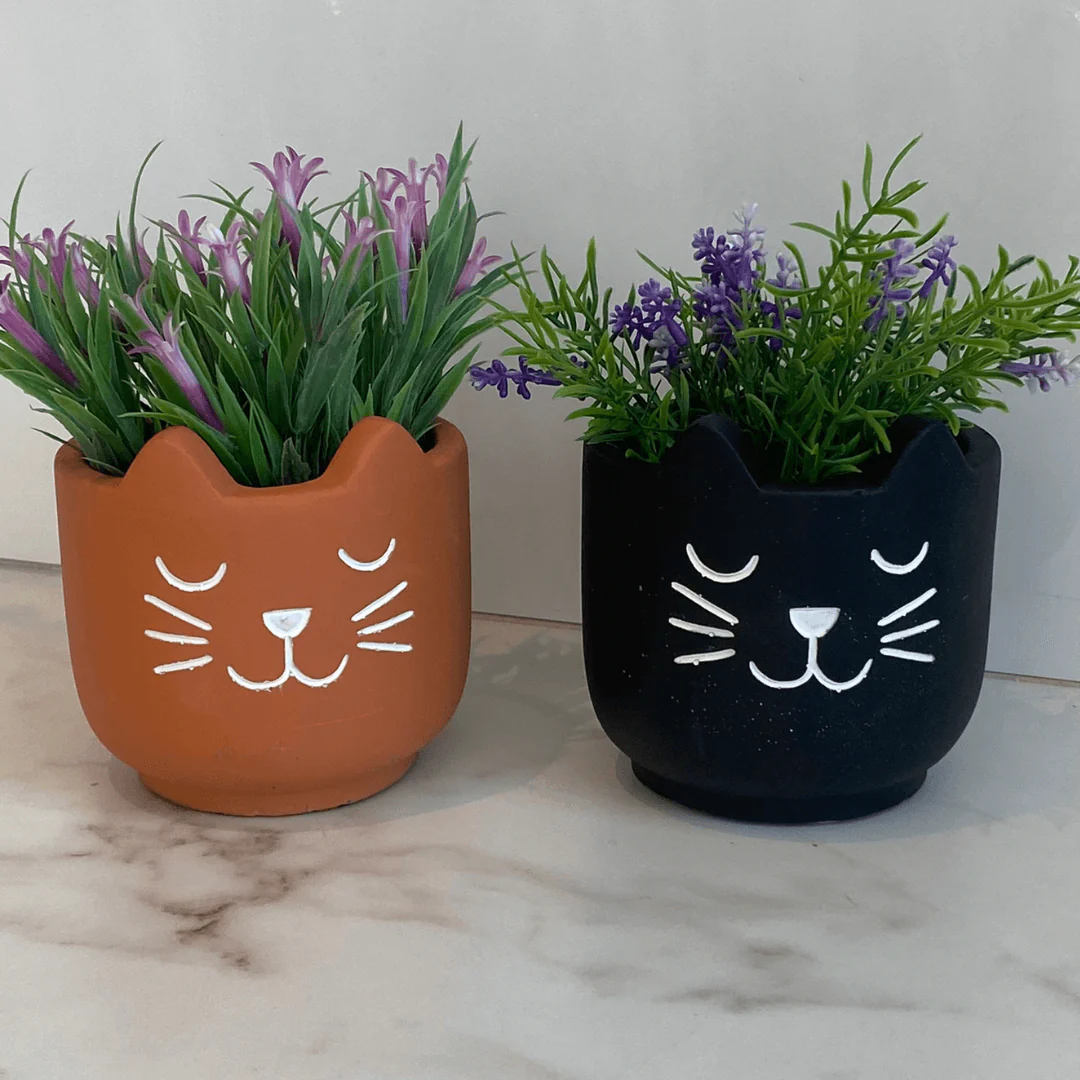 Vaso Cachepot Gato em Cimento Terracota 10cm - Image 3