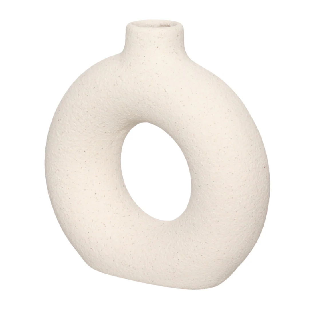 Vaso de Cerâmica Mikonos Redondo Branco 16cm - Image 3