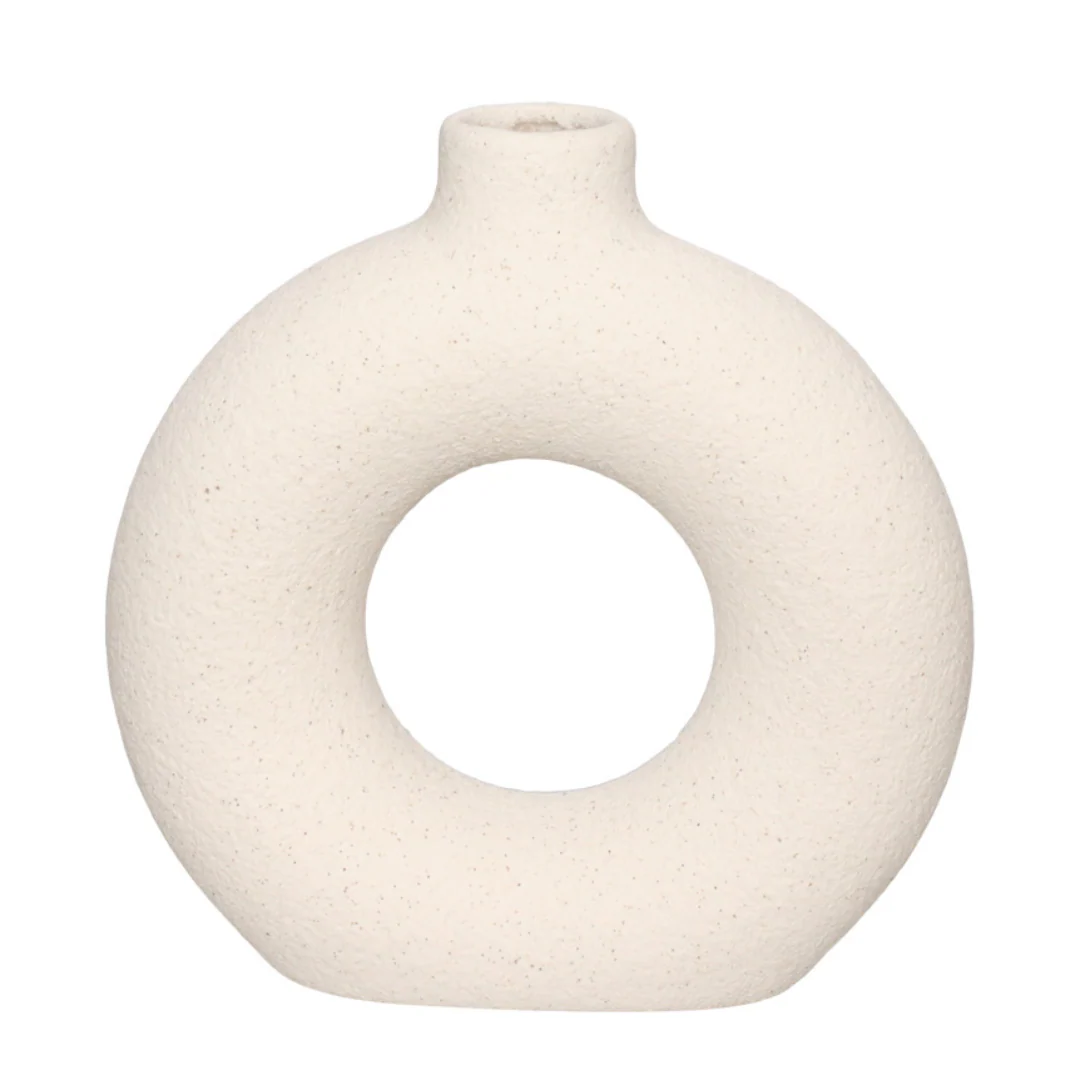 Vaso de Cerâmica Mikonos Redondo Branco 16cm - Image 4