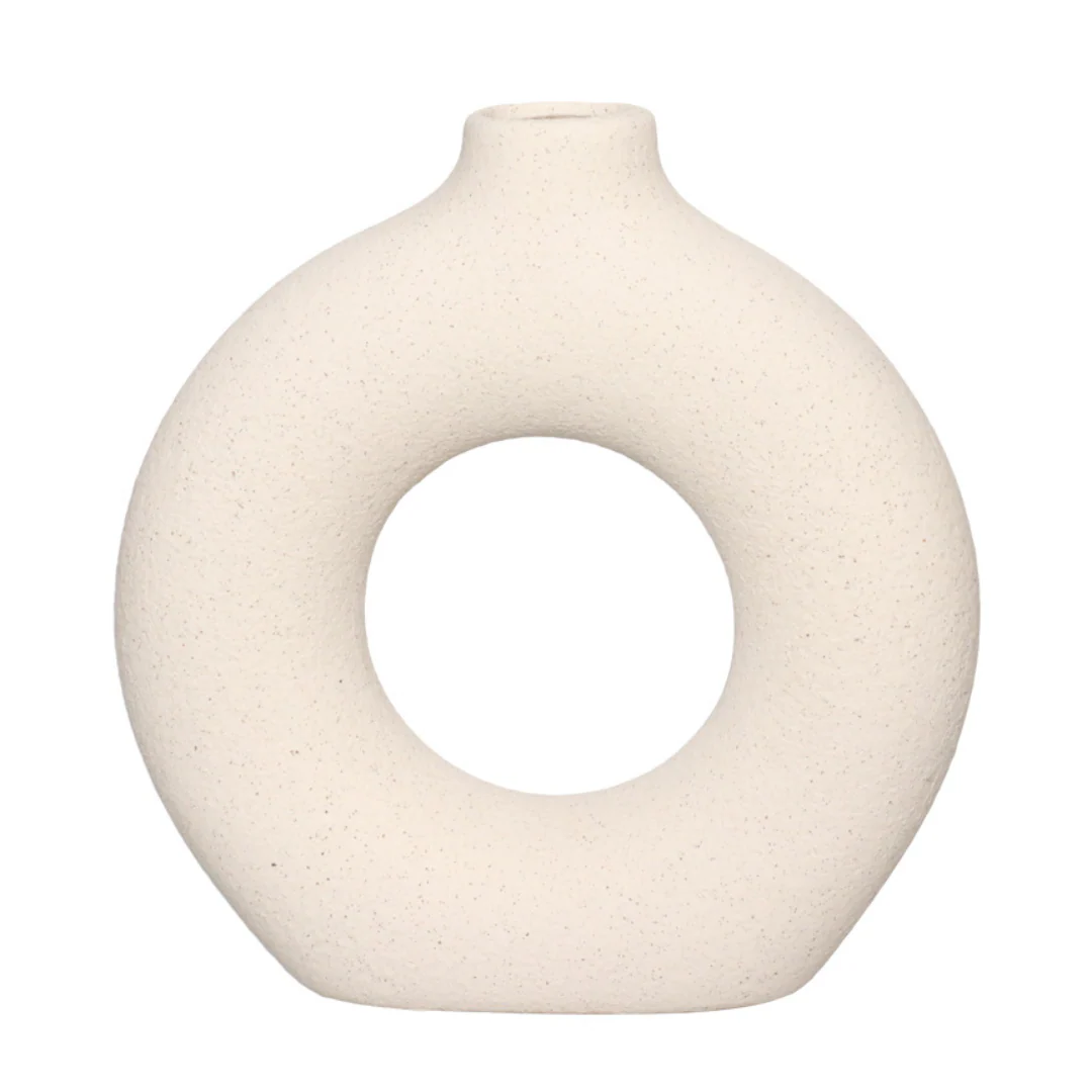 Vaso de Cerâmica Mikonos Redondo Branco 21cm - Image 3