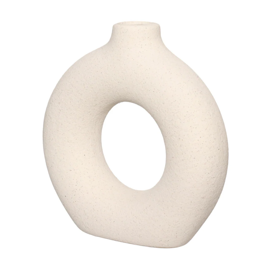 Vaso de Cerâmica Mikonos Redondo Branco 21cm - Image 4