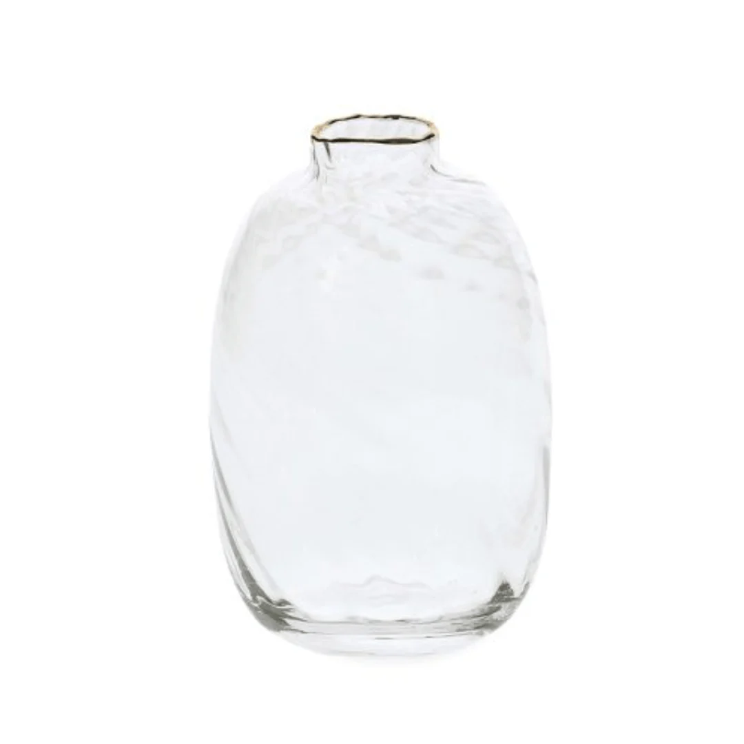 Vaso de Vidro com Borda de Ouro G 15cm - Image 2