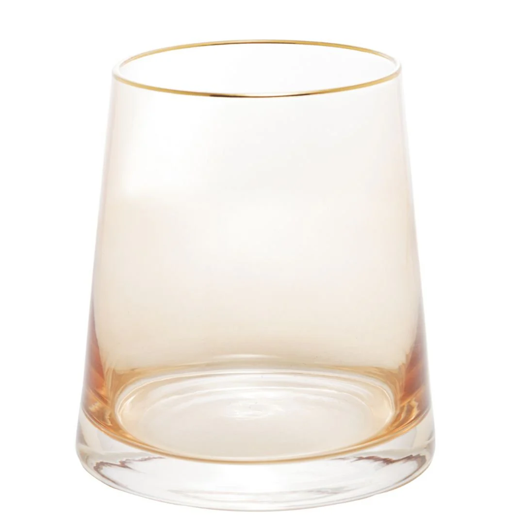 Vaso de Vidro com Borda Dourada Âmbar Liz 11cm x 12cm
