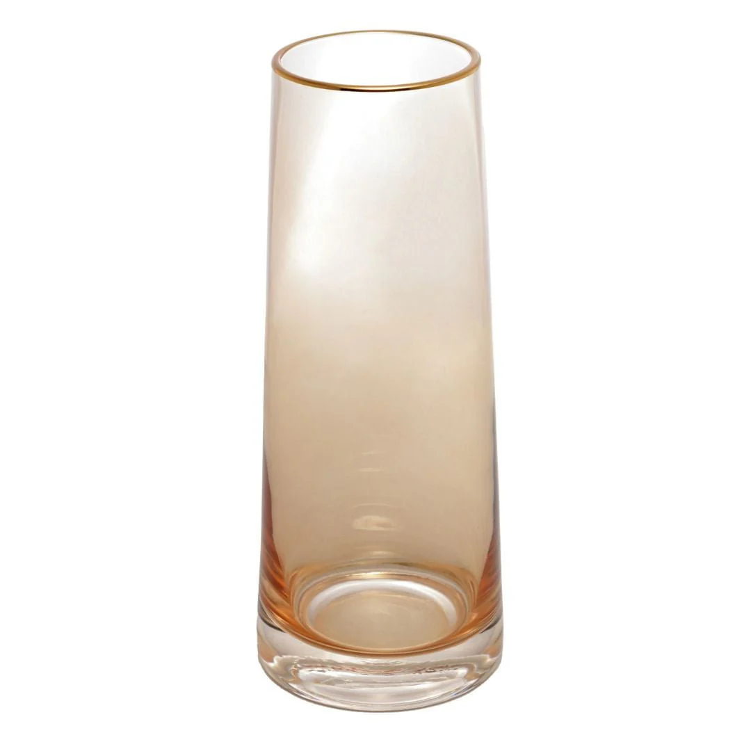 Vaso de Vidro com Borda Dourada Âmbar Liz 11cm x 27cm - Image 2