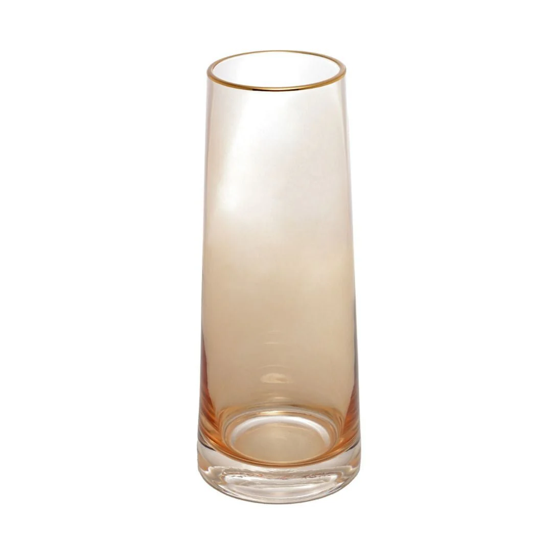 Vaso de Vidro com Borda Dourada Âmbar Liz 9cm x 22cm - Image 2