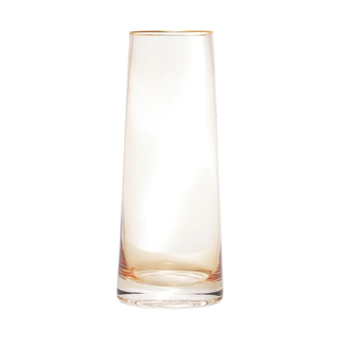 Vaso de Vidro com Borda Dourada Âmbar Liz 9cm x 22cm - Image 3