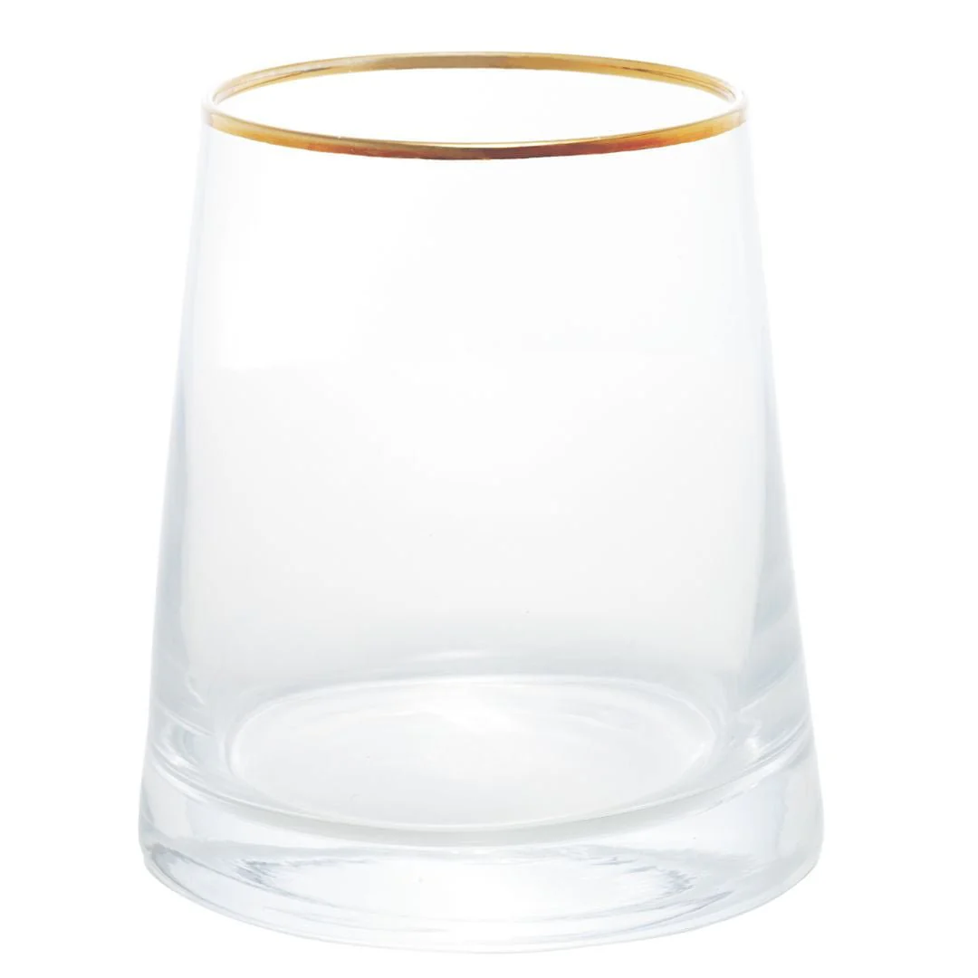 Vaso de Vidro com Borda Dourada Liz 11cm x 12cm