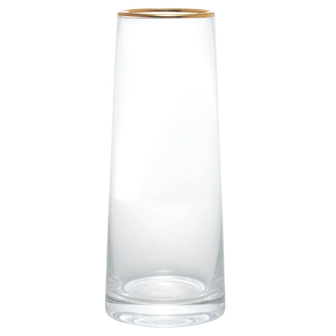 Vaso de Vidro com Borda Dourada Liz 11cm x 27cm