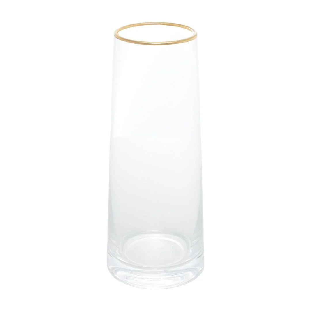Vaso de Vidro com Borda Dourada Liz 9cm x 22cm