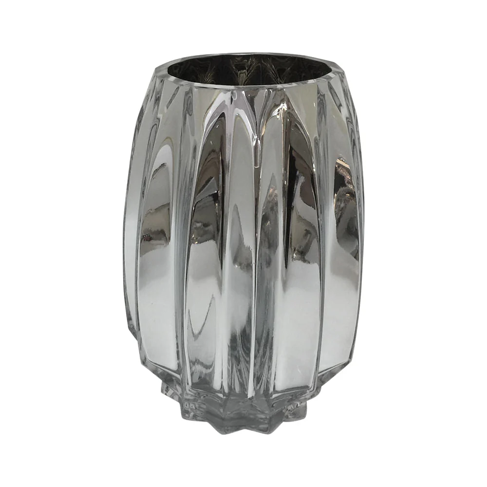 Vaso de Vidro Cromado 20 cm x 9 cm