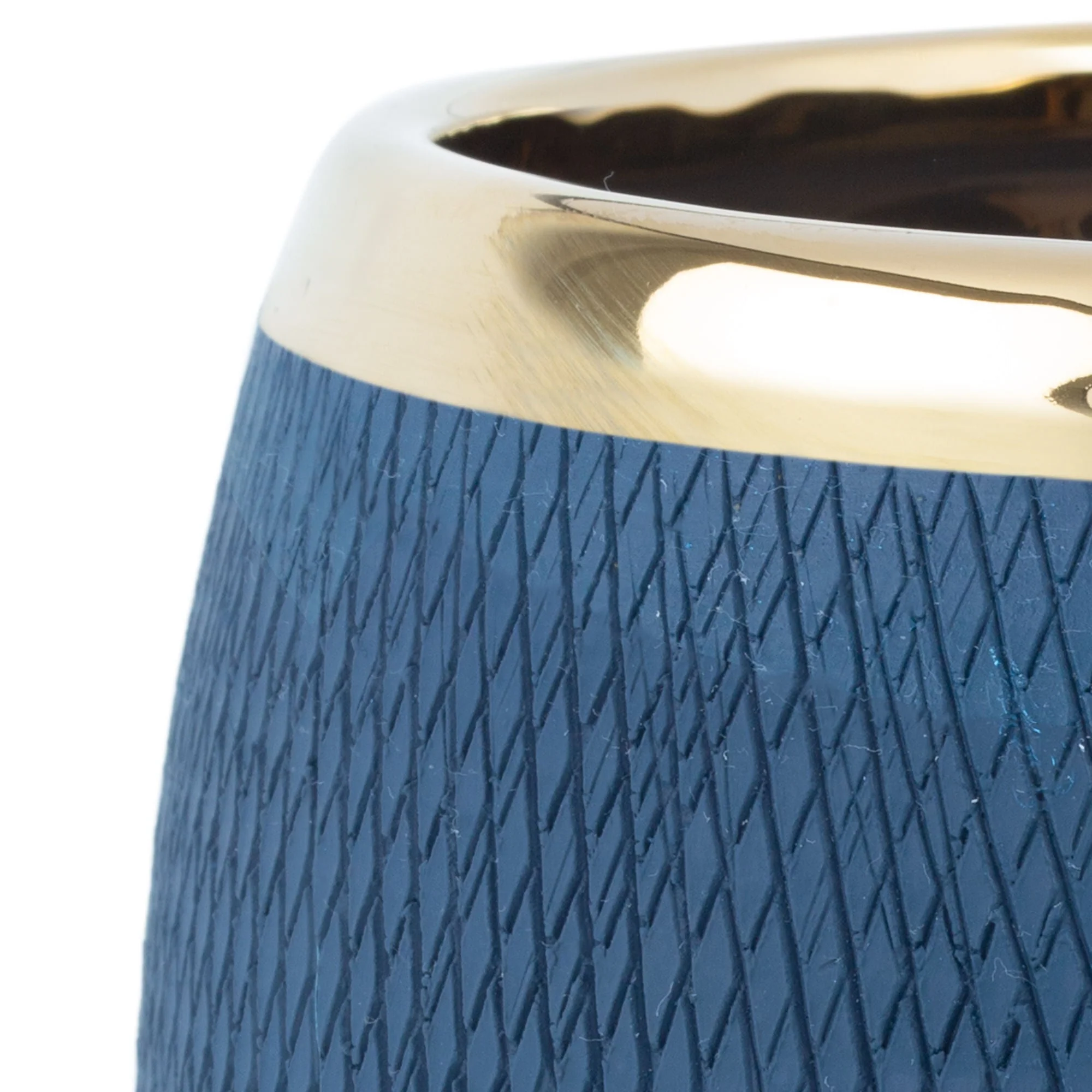 Vaso Decorativo Cerâmica Redondo Azul Com Dourado -  15cm - Image 3