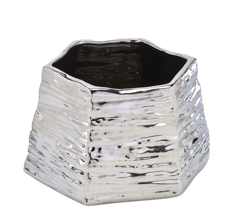 Vaso Decorativo Cromado 19,5cm x 17cm x 12,5cm
