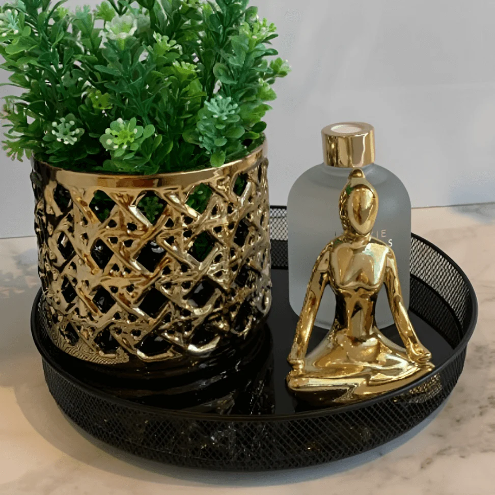 Vaso Decorativo Vazado Dourado - Image 2