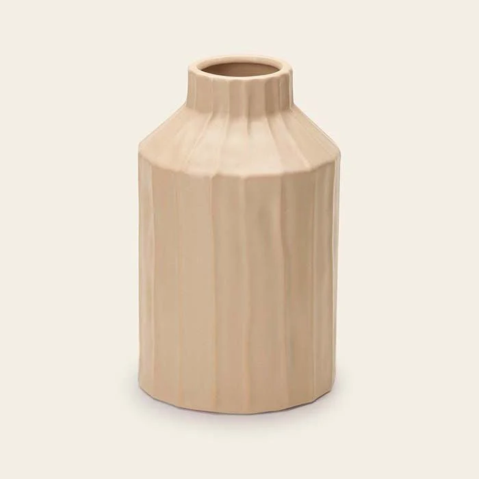 Vaso em Cerâmica Bege 23 cm x 14 cm