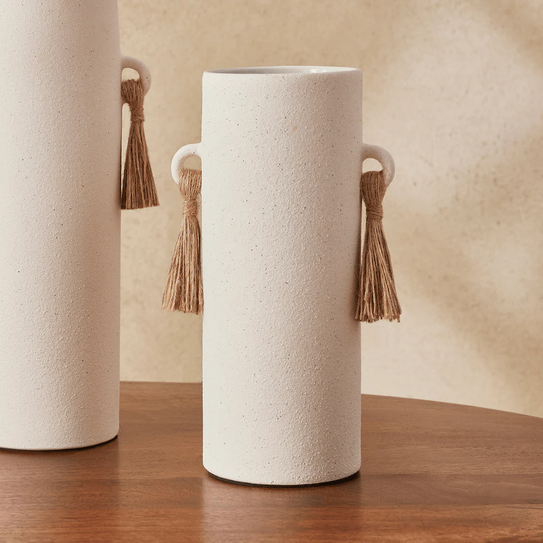 Vaso em Cerâmica com Corda Off White 26,5cm