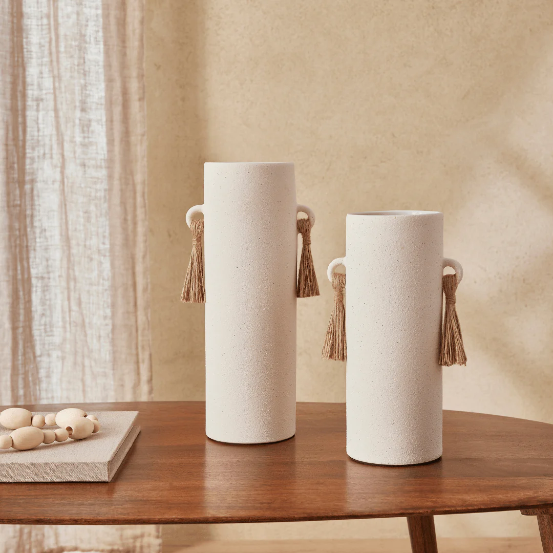 Vaso em Cerâmica com Corda Off White 26,5cm - Image 2