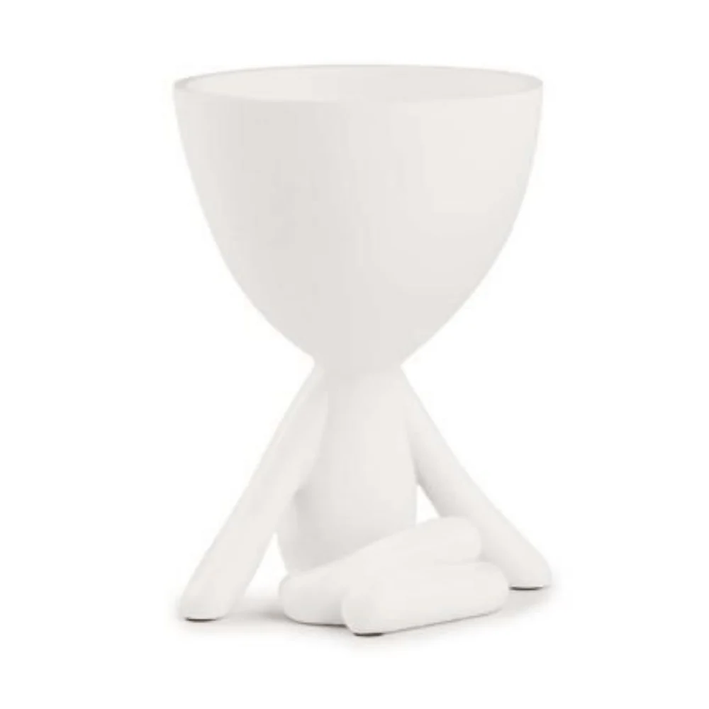 Vaso Em Poliresina Bob Sentado Com As Mãos No Chão Branco