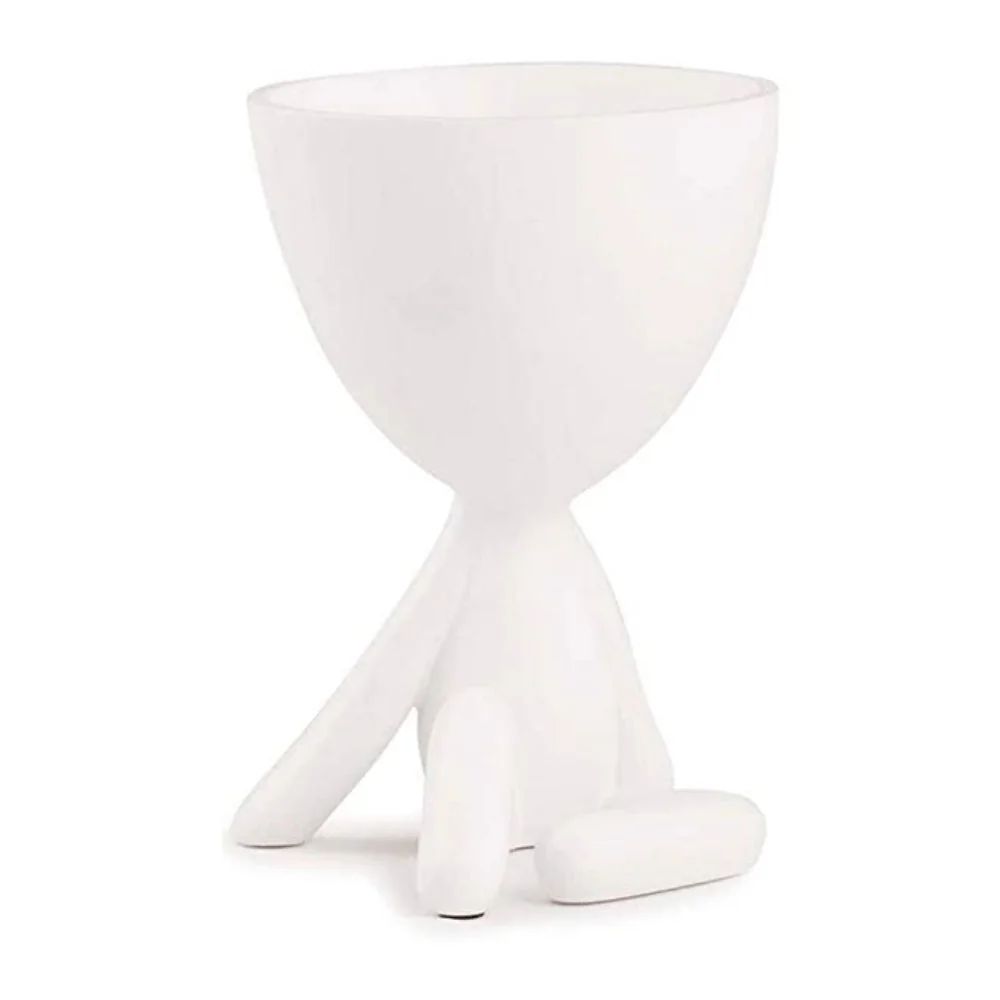 Vaso Em Poliresina Bob Sentado Com Uma Perna Levantada Branco