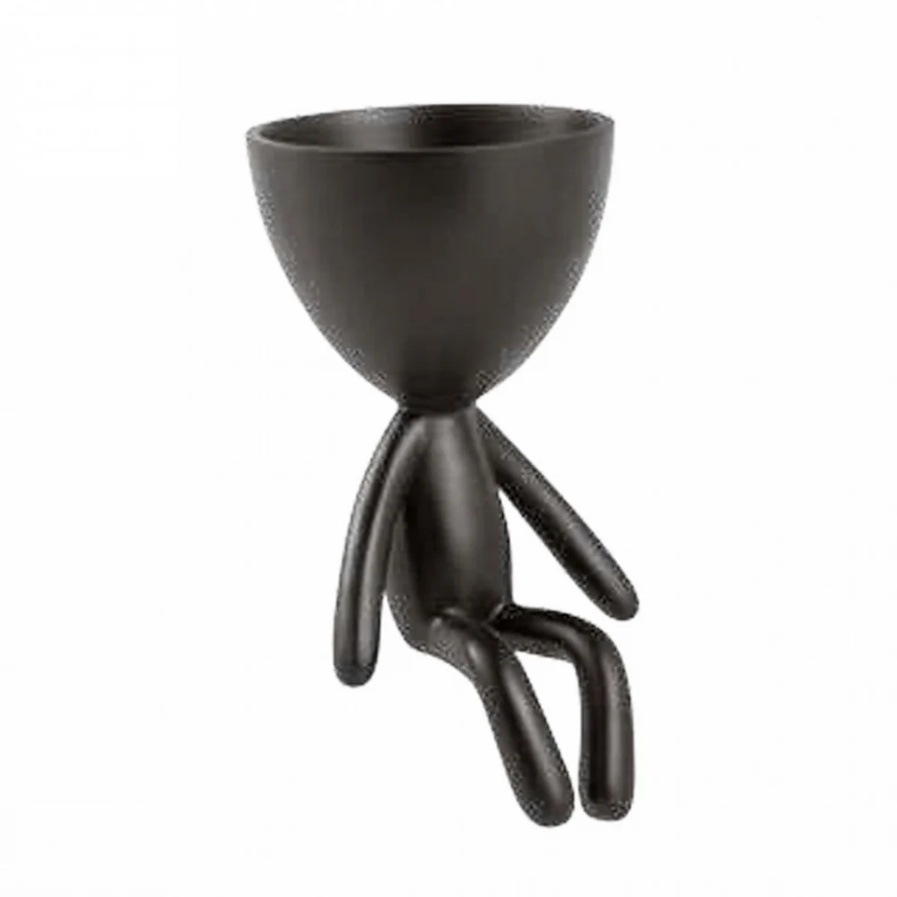 Vaso Cachepot em Poliresina Bob Sentado Preto